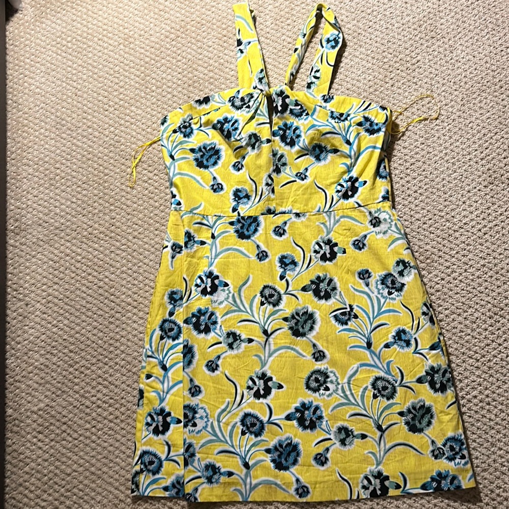 Top shop Yellow with blue flower halter style sundress